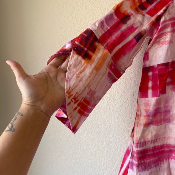 Vintage y2k linen pink one button top size small - Picture 4 of 7